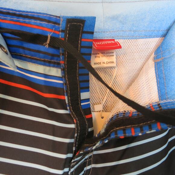NONWE *NWT* Board Shorts/Swim Trunks Size 30 Blue Striped Lined Surf Beach - Picture 5 of 7